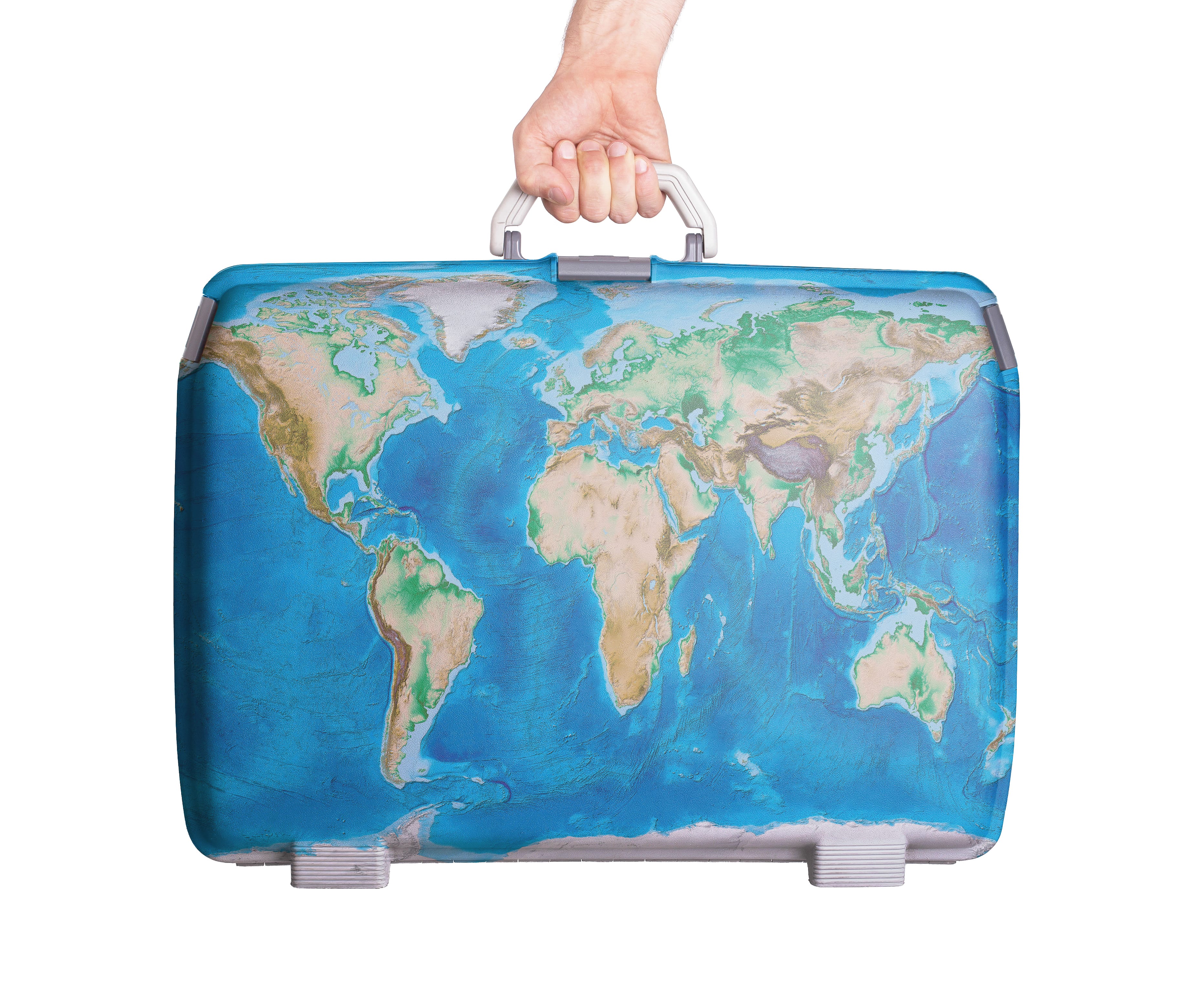 Koffer mit Weltkarte
